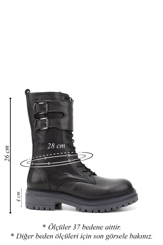 Women's Gray Zippered Genuine Leather Combat Boots