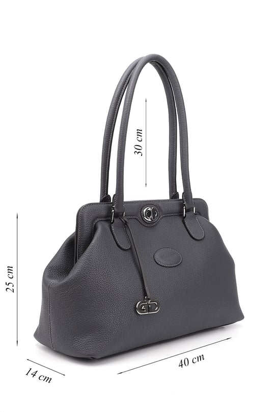 Women's Gray Floter Genuine Leather Hand and Shoulder Bag