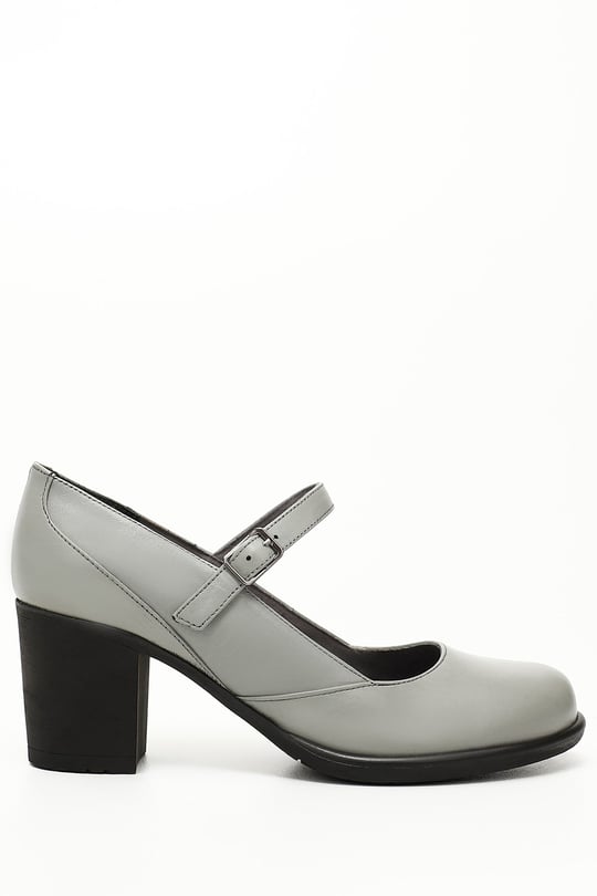 Gön Genuine Leather Round Toe Medium Heel Rubber Sole Women's Shoes 24136
