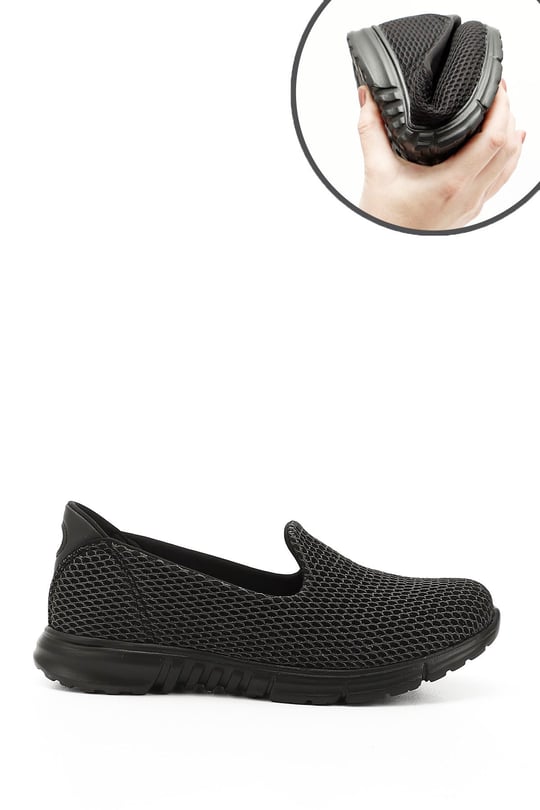 Kadın Gri Triko Memory Foam Tabanlıklı Comfort Sneaker