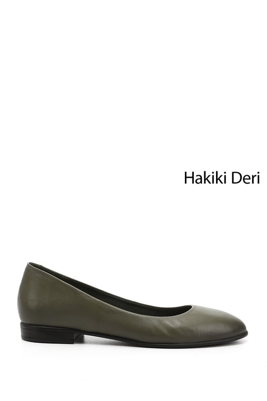 Kadın Haki Antik Hakiki Deri Babet