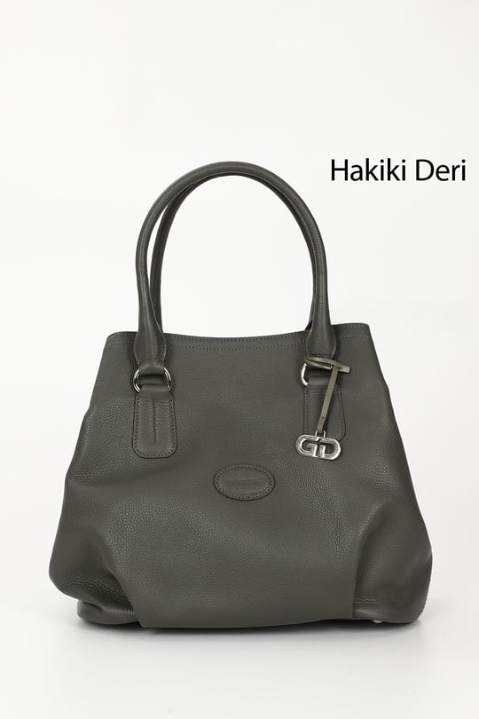 Kadın Haki Floter Hakiki Deri El ve Omuz Çantası
