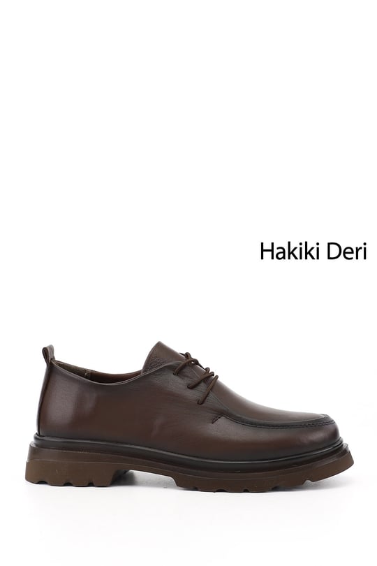Kadın Kahve Antik Bağcıklı Hakiki Deri Comfort Ayakkabı