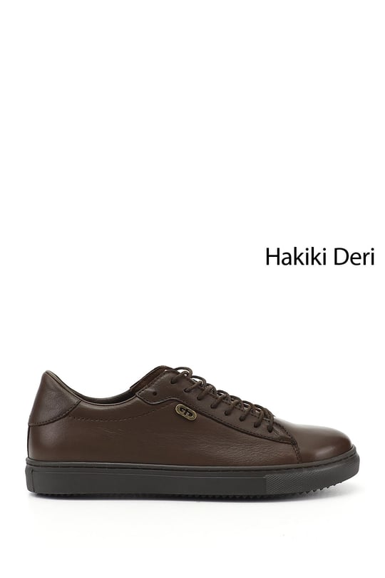 Kadın Kahve Antik Bağcıklı Termo Taban Hakiki Deri Sneaker