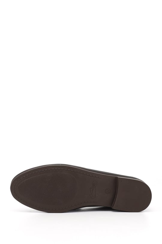 Kadın Kahve Antik Baskılı Hakiki Deri Loafer