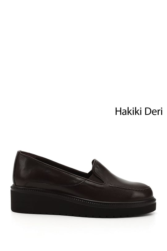 Kadın Kahve Antik Dolgu Taban Hakiki Deri Ayakkabı