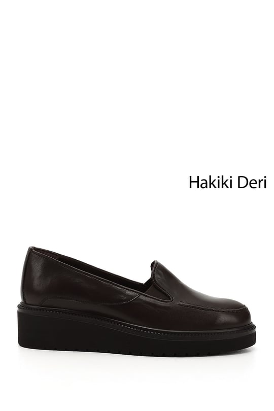 Kadın Kahve Antik Dolgu Taban Hakiki Deri Ayakkabı