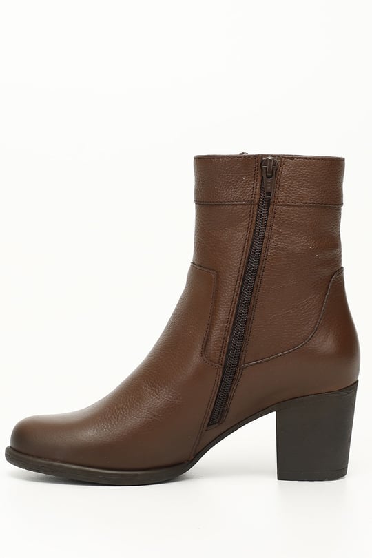 Gön Genuine Leather  round nose rubber sole heels zippered female daily boots 48457