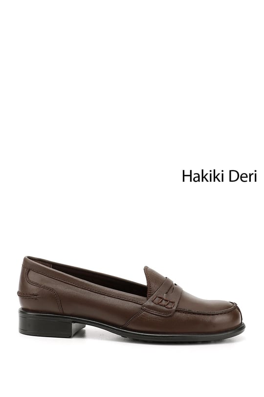 Kadın Kahve Antik Hakiki Deri Loafer Ayakkabı