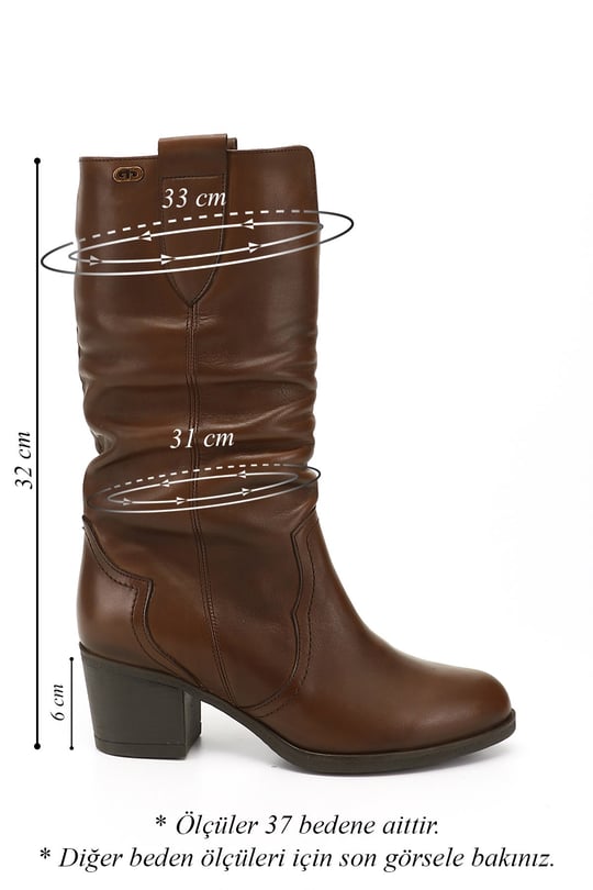 Women's Brown Antique Thick Heeled Gusseted Genuine Leather Boots