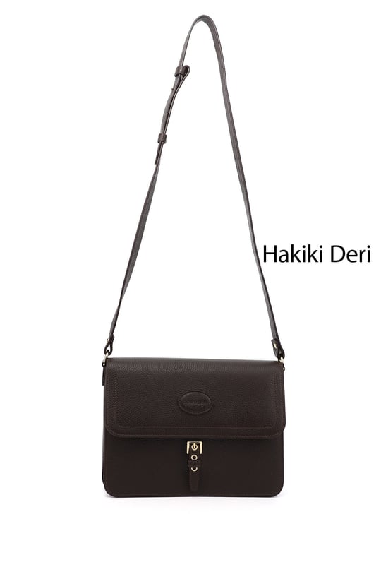 Kadın Kahve Floter Hakiki Deri Omuz Çantası