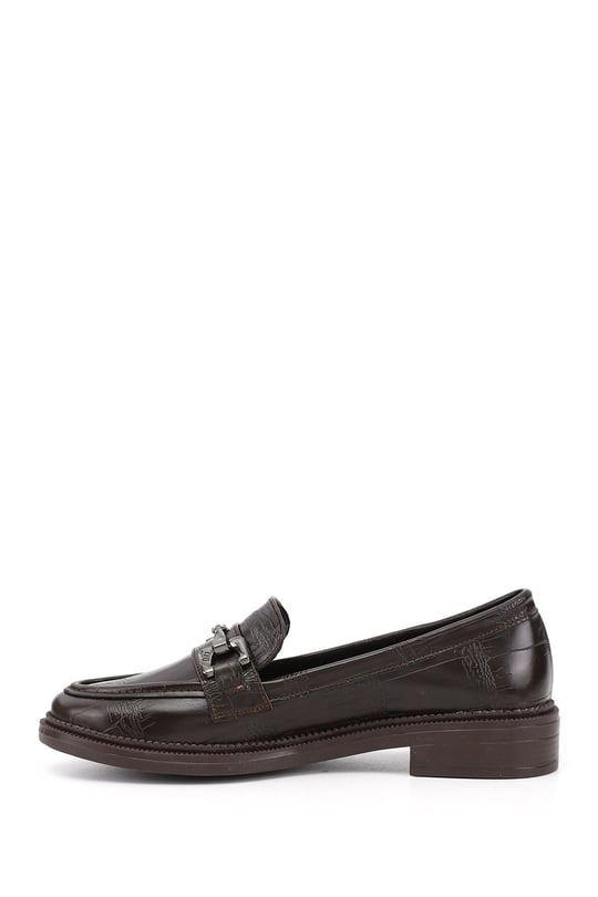 Women's Brown Croco Loafer Shoes