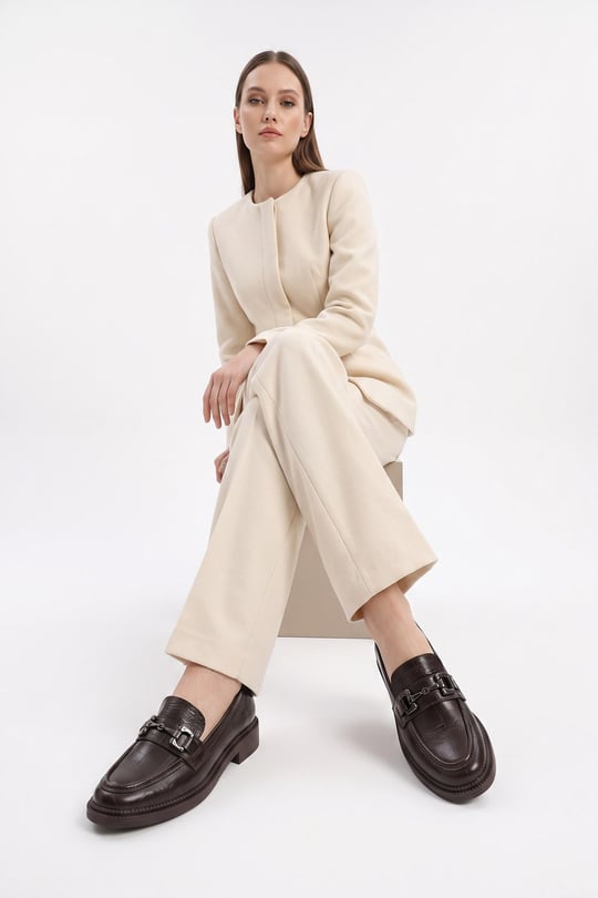 Women's Brown Croco Loafer Shoes