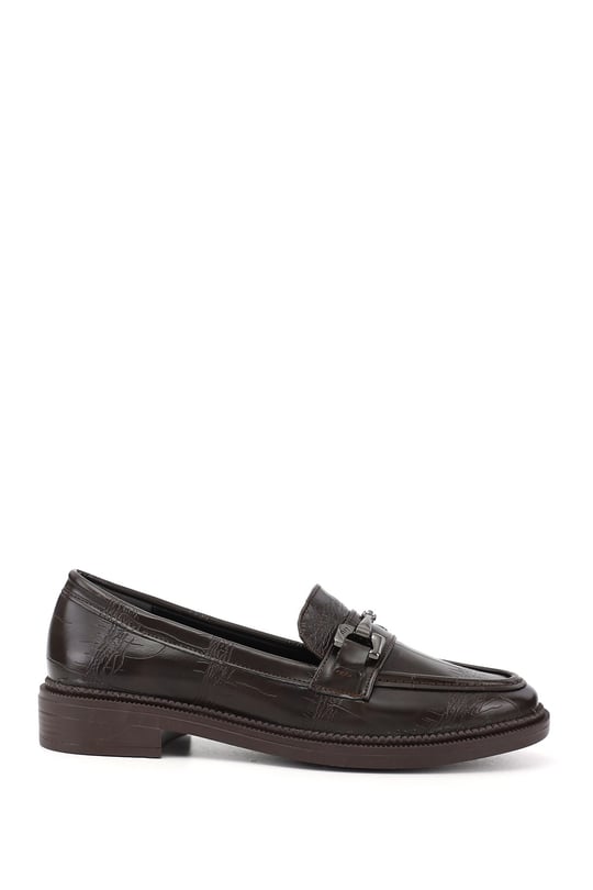 Women's Brown Croco Loafer Shoes