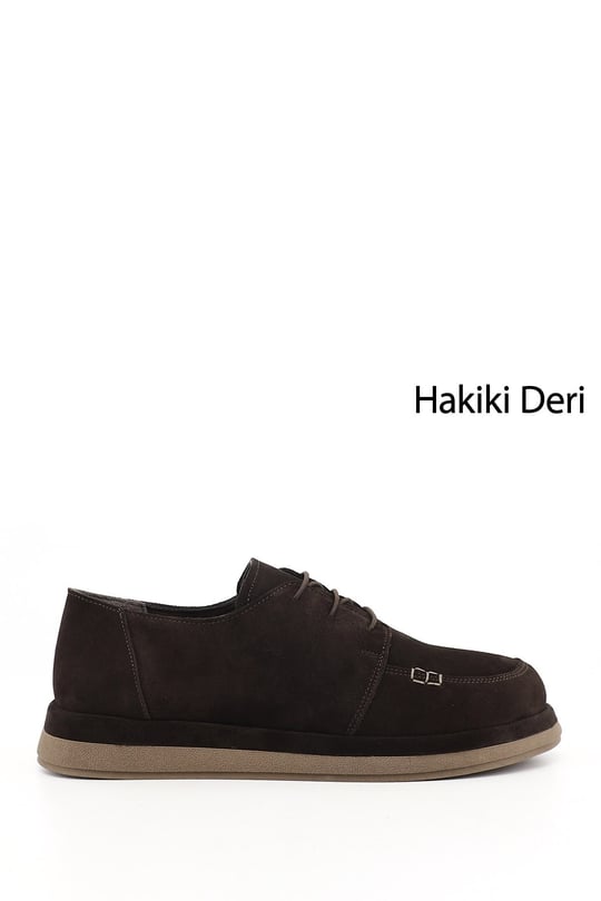 Kadın Kahve Süet Bağcıklı Hakiki Deri Ayakkabı