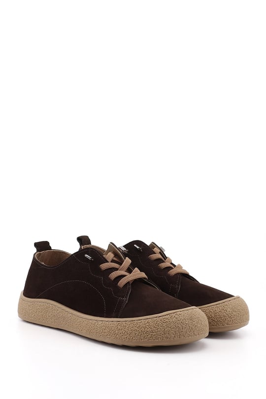 Kadın Kahve Süet Bağcıklı Hakiki Deri Sneaker