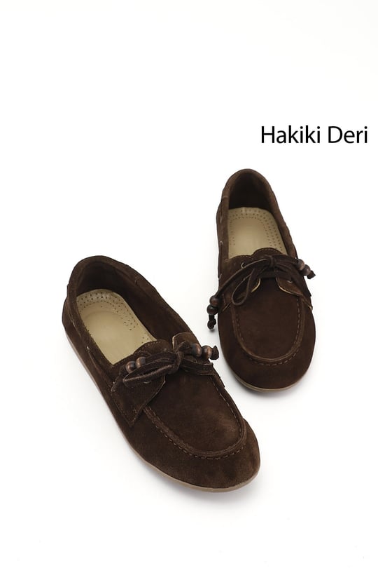 Kadın Kahve Süet Bağcıklı Hakiki Deri Comfort Ayakkabı