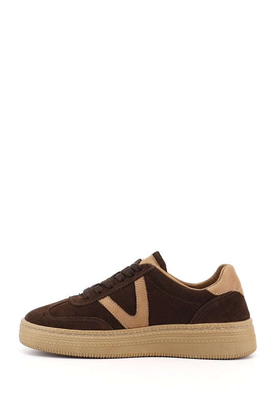 Kadın Kahve Süet Bağcıklı Hakiki Deri Sneaker