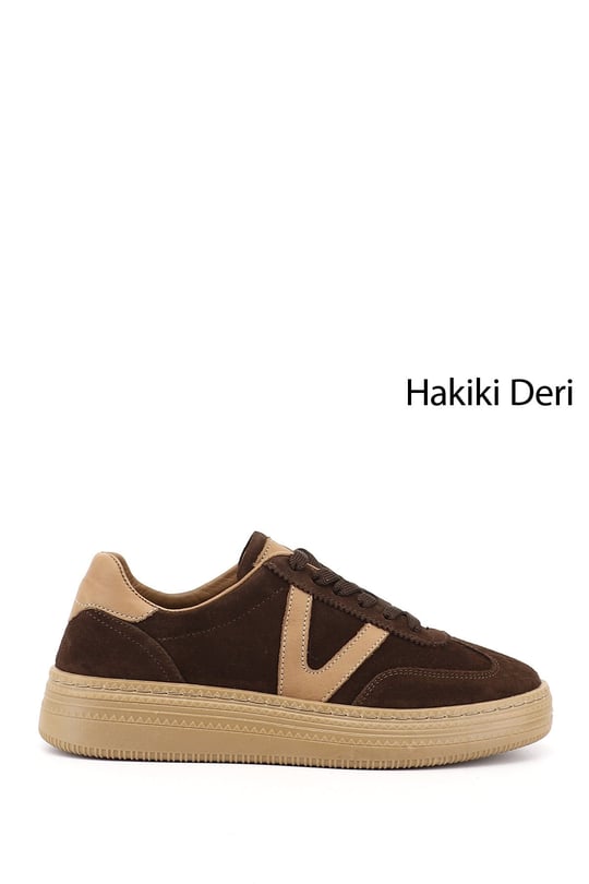Women's Brown Suede Lace-up Genuine Leather Sneaker