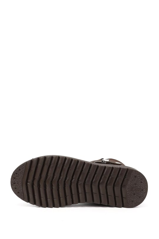 Women's Brown Suede Zippered Thick-Soled Boots