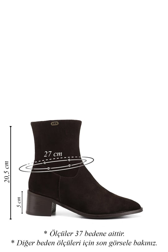 Women's Coffee Suede Zip-Up Pointed Toe Genuine Leather Boots