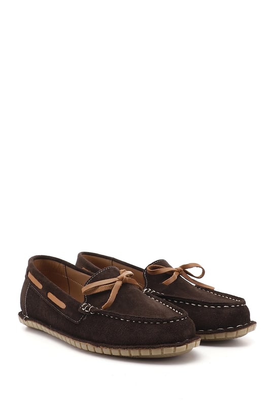 Kadın Kahve Süet Fiyonklu Hakiki Deri Comfort Loafer