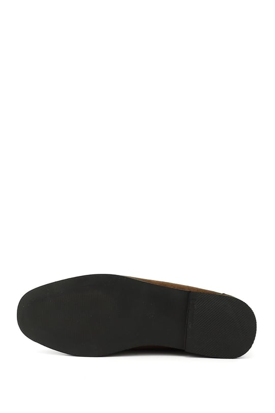 Women's Brown Suede Flat Toe Buckle Ballerina