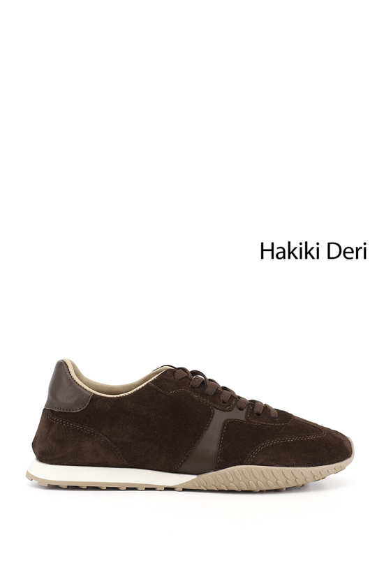 Kadın Kahve Süet Lastik Bağcıklı Hakiki Deri Sneaker