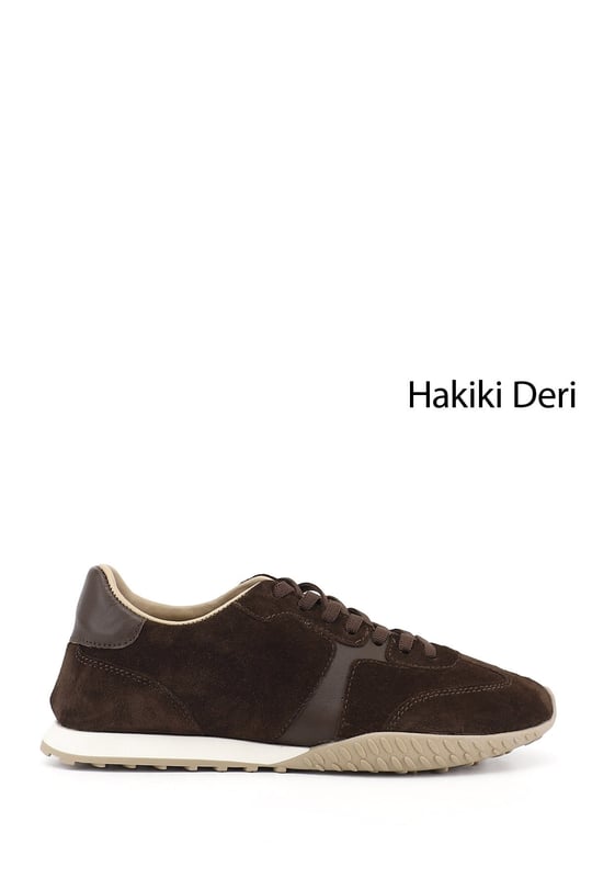 Kadın Kahve Süet Lastik Bağcıklı Hakiki Deri Sneaker