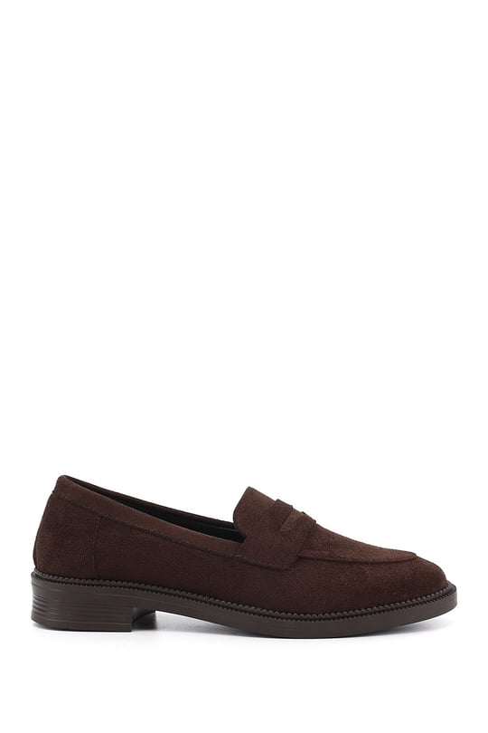 Kadın Kahve Süet Loafer Ayakkabı