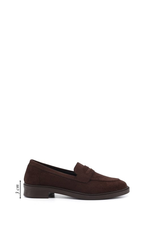 Kadın Kahve Süet Loafer Ayakkabı