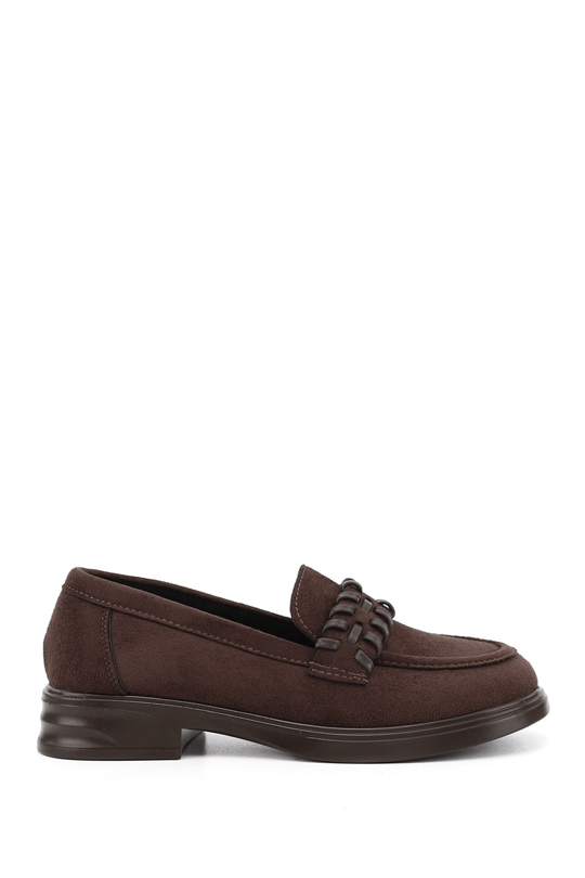 Kadın Kahve Süet Loafer Ayakkabı