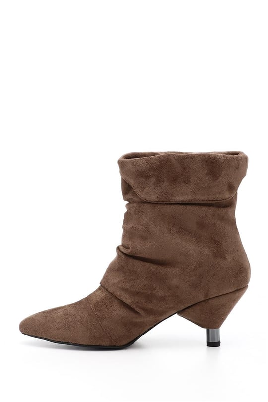 Women's Coffee Suede Tassel Pointed Toe High-Heeled Boots