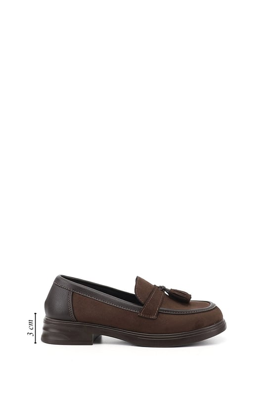 Kadın Kahve Süete Kahve Loafer Ayakkabı