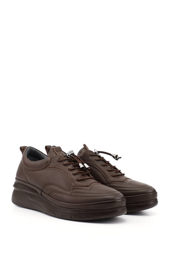 Women's Brown Lace-up Genuine Leather Sneaker