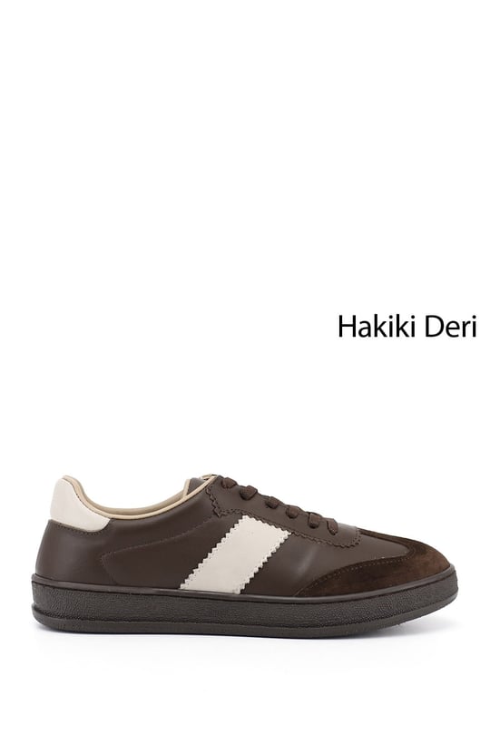 Kadın Kahverengi Bağcıklı Hakiki Deri Sneaker