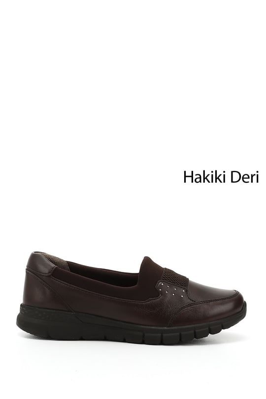 Women's Brown Wedge Sole Genuine Leather Shoes