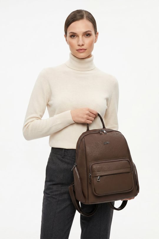 Women's Brown Handbag and Backpack