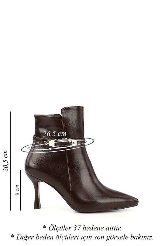 Women's Brown Zip-Up Thin Heel Boots