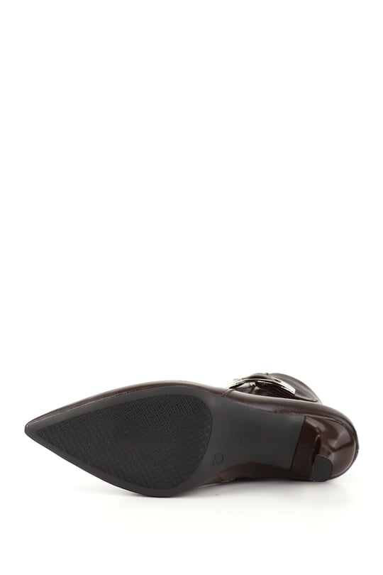 Women's Brown Zip-Up Thin Heel Boots
