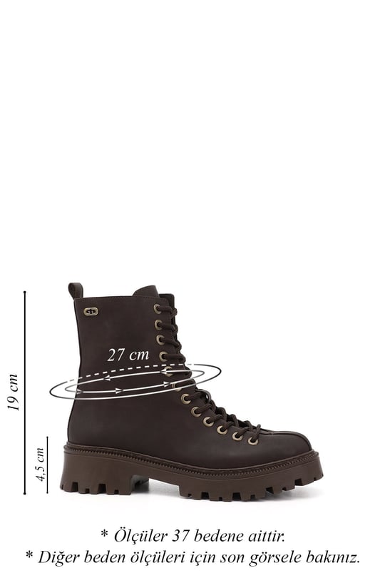 Women's Brown Zip-Up Chunky Heel Combat Boots