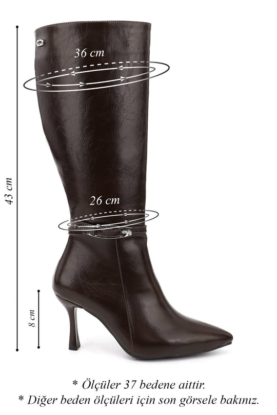 Women's Brown Zip-Up Pointed Toe Thin Heel Boots