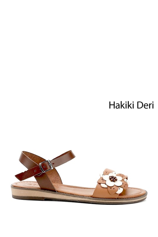 Kadın Kahverengi Hakiki Deri Sandalet