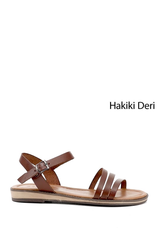 Kadın Kahverengi Hakiki Deri Sandalet