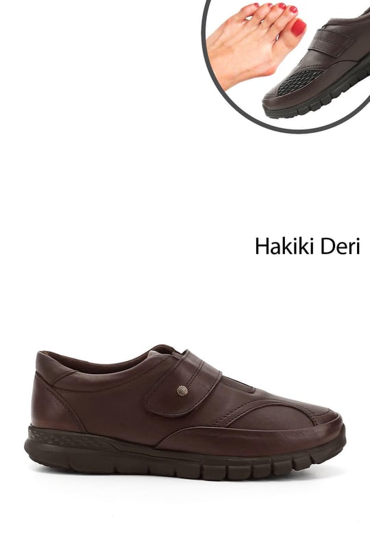 Kadın Kahverengi Kemik Çıkıntısına Özel Hakiki Deri Comfort Ayakkabı