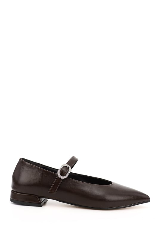 Women's Brown Flat Toe Mary Jane Shoes