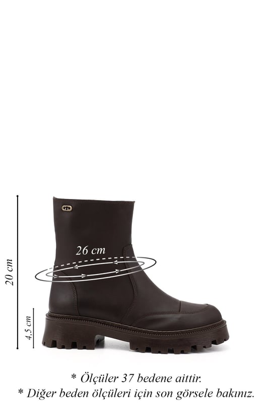 Women's Brown Round Toe Zip-Up Boots