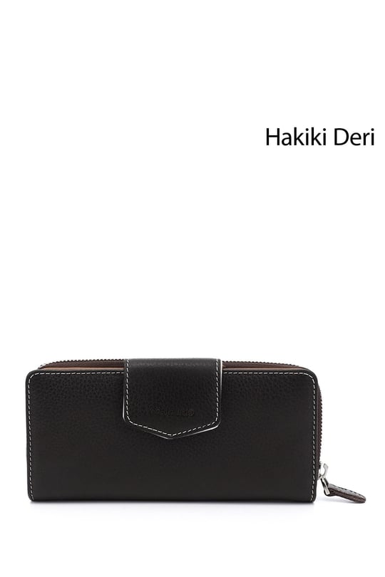 Kadın Kahveye Camel Yatay Hakiki Deri Cüzdan