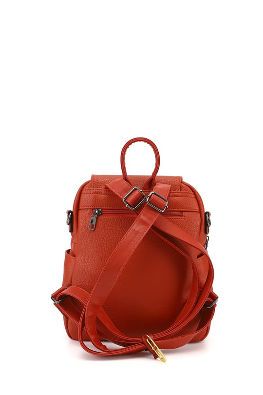 Women's Red Handbag and Backpack