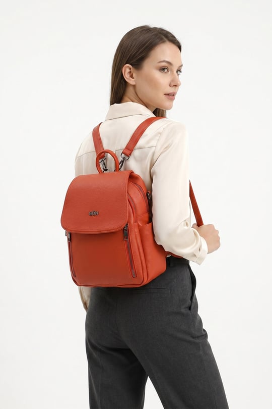 Women's Red Handbag and Backpack